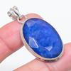 Natural Sapphire(Simulated) 925 Sterling Silver Jewelry Pendant 1.81" U5I14