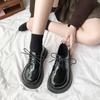 Loafers Women's Autumn and Winter 2025 New Retro Lace-up British Platform Single Shoes Round Head Muffin Sole Small Leather Shoes Women