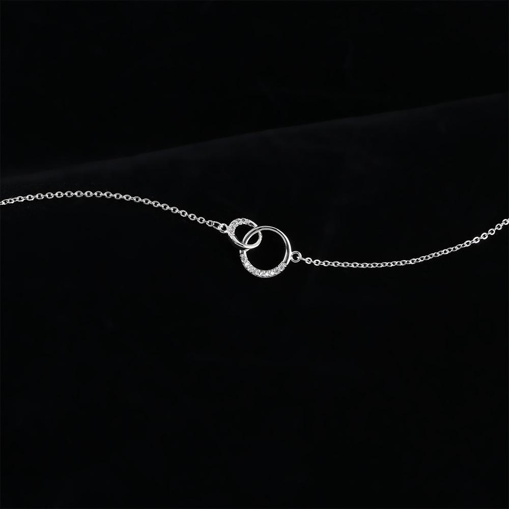 Pendants Silver Color Zircon Circle Round Double Circle Necklaces Jewelry Choker Clavicle Chains