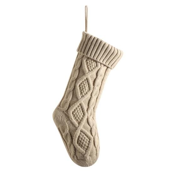 Рождественский мешок конфет Вязаный узор ромба Подарочный пакет большой емкости Декоративные носки Висячие чулки Рождественские елочные украшения Рождественские украшения Опора