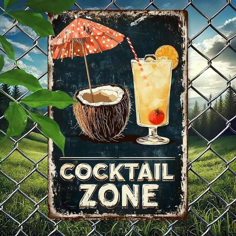 Металлический Постер Настенное Искусство Ретро 2D Вывеска для Бара Зона Коктейлей Виниловый Декор для Дома Гаража Кафе