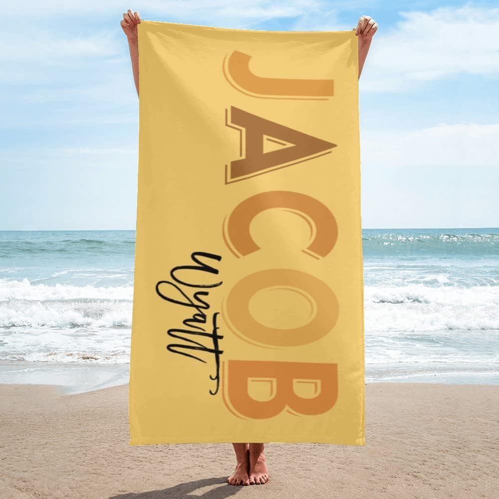 Personalized Beach Towel Custom Name Beach Towel Soft Absorbent Customized Bath Towel for Kids Adults Couples Friends Bridesmaid