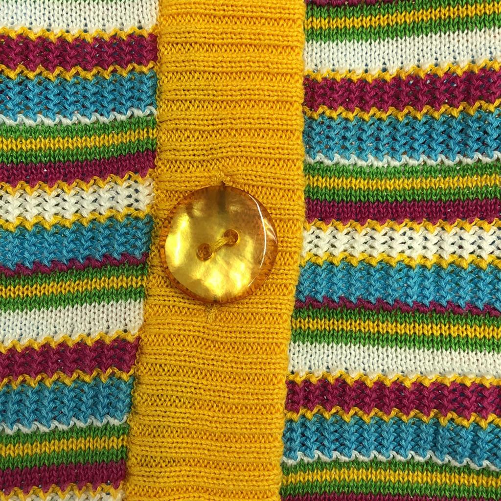 Yves Saint Laurent Кардиган женский вязаный хлопковый с длинным рукавом, узор старой границы 90-х, б/у