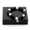 Stones and Minerals. Matte Black Onyx + Selenite from Morocco 8 Mm Pearl Bracelet. Made In France.