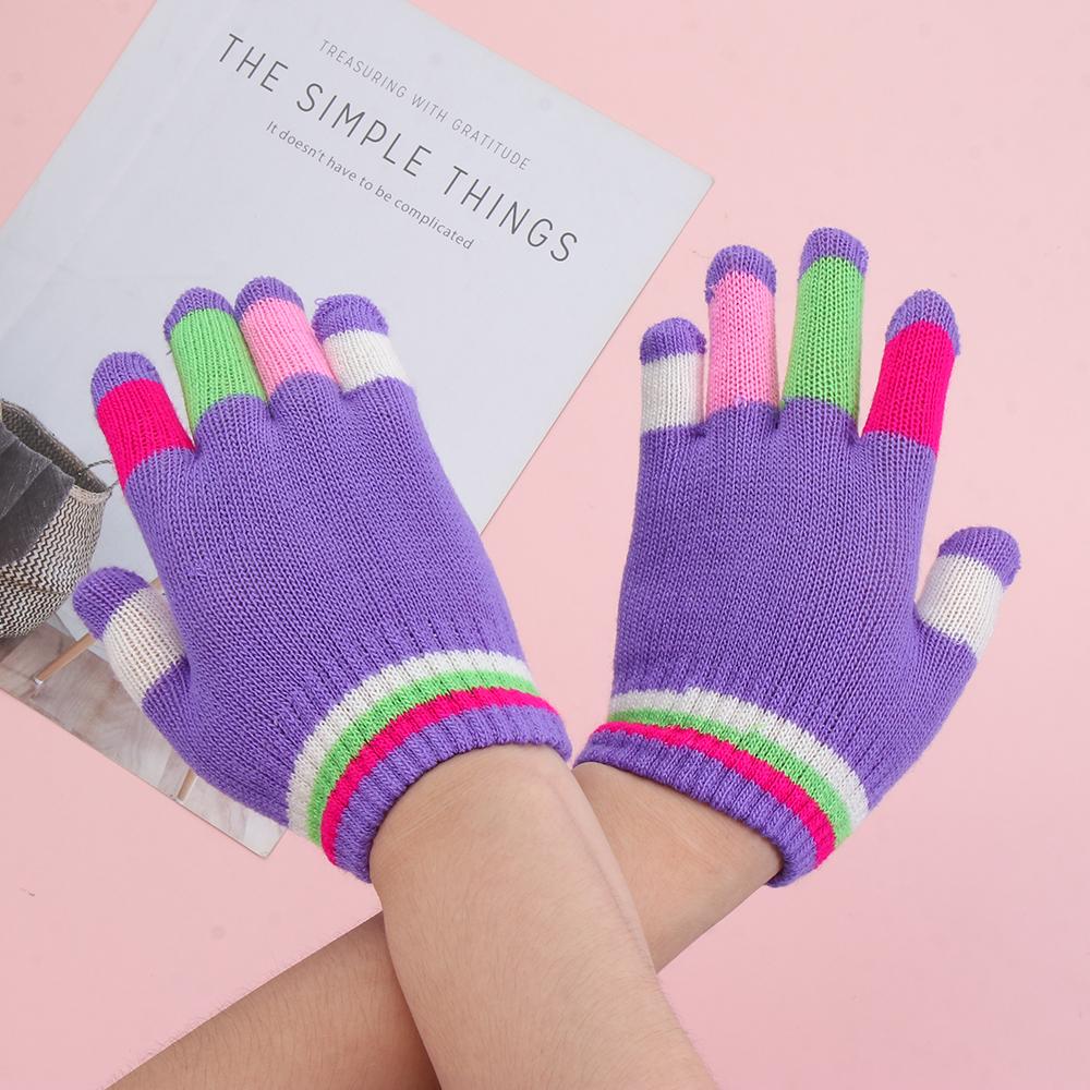 Детские аксессуары Акрил для детей Противоскользящие варежки с закрытыми пальцами Зимние перчатки Вязаные перчатки