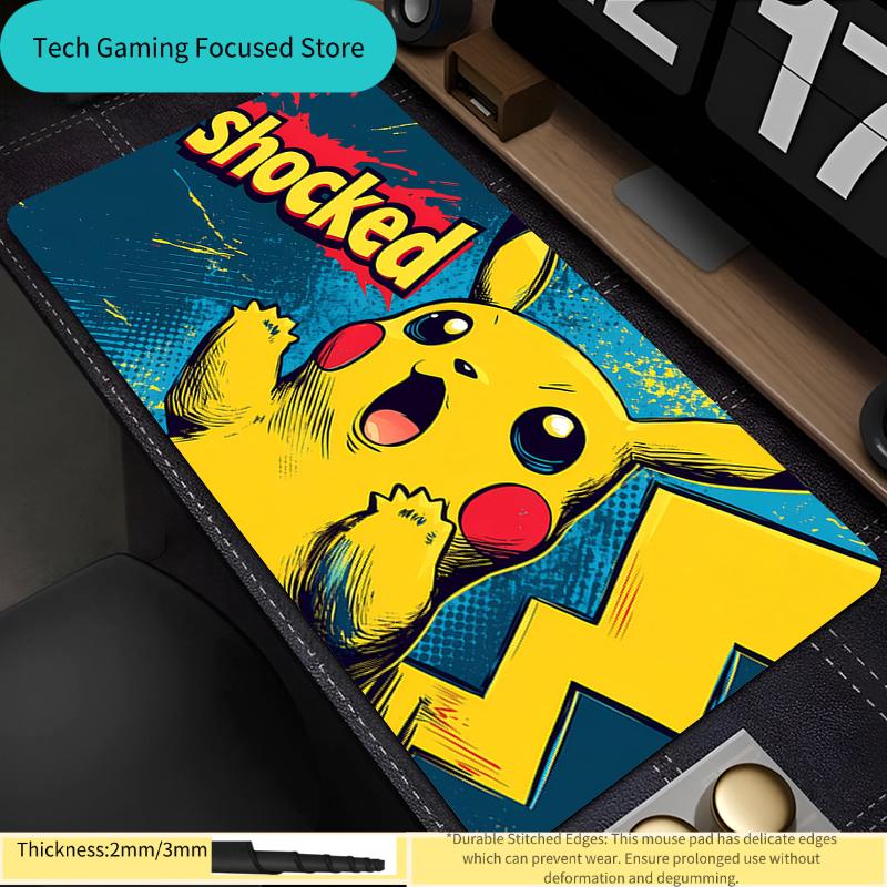 Retro Red Pikachu Extended Gaming Mouse Pad Waterproof Non-slip
