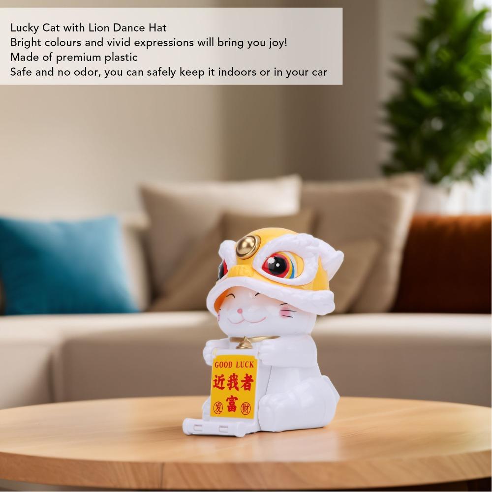 2.56x3.11x3.94in Solar Lucky Cat Ornament Cultural Style Cat Figurine Car Interior Decor