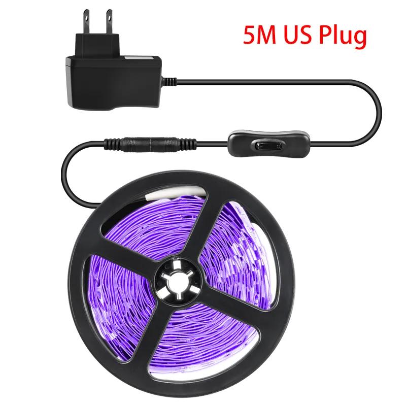 5-метровая УФ-светодиодная лента, 300 светодиодов, 12 В постоянного тока, гибкая ультрафиолетовая лента для стерилизации, для спальни и кухни.