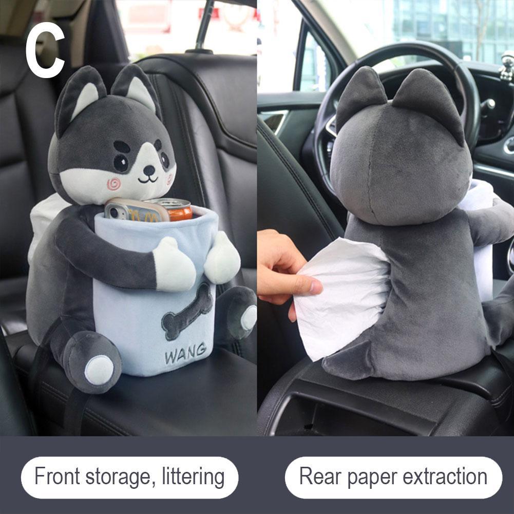 Автомобильные креативные коробки для салфеток, кукла из ткани корги, коробка для салфеток 2 в 1, автомобильное украшение, хранение, автомобильный мусорный бак, держатель для салфеток в машину 2024