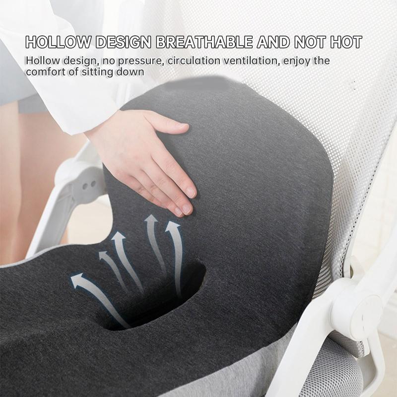 Memory Foam One-piece Seat Cushion Backrest Office Chair Cushion Massage Lumbar Support Pain Relief Breathable Car Butt Pad