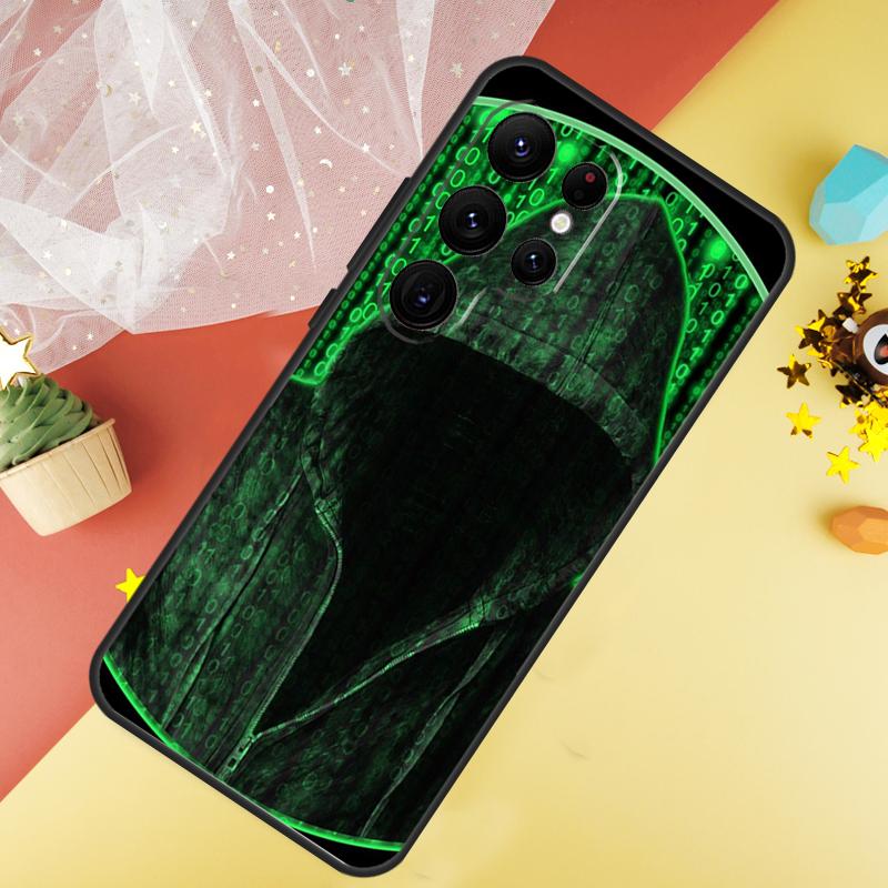 Hacker Binary Matrix Rain Phone Case For Samsung Galaxy S25 Ultra S21 S20 S22 S23 Ultra S9 S10 Plus S24 FE Cover Coque