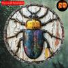 2d Flat 20*20cm, Round Wooden Beetle Sign, Decor Gift, Beetle Theme, for Bar, Kitchen, Hotel, Room Wall Decor.