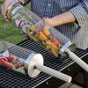 Steel Rotating Grill Basket With Hanging Hook and Wood Handle For Even Cooking And Effortlessly BBQ Food Flipping