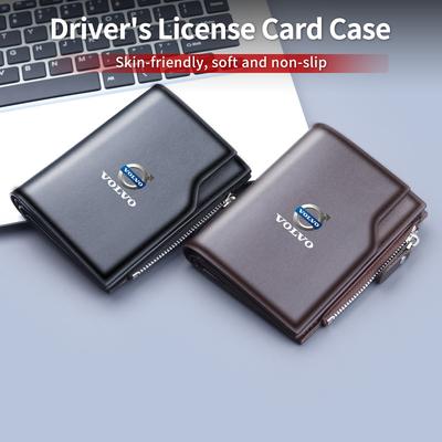 Кожаный винтажный кошелек с логотипом автомобиля RFID для мужчин, кошелек с карманом для монет, держатель для карт, мужская сумка для AWD C30 C70 S60 S80 S90 T6 V40 V50