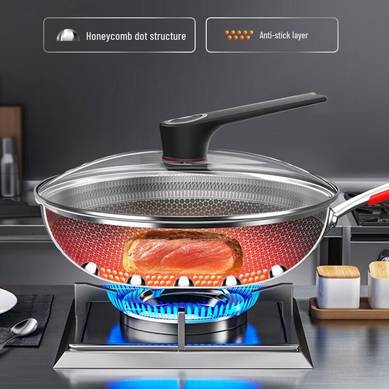KOBACH 32cm Honeycomb Non-Stick Stainless Steel Wok