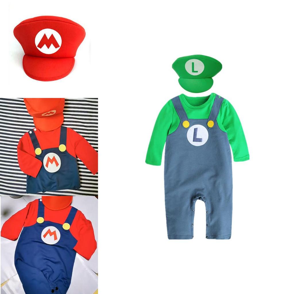 Super Mario Cartoon Cotton Onesie For Babies Cosplay Outfit For Boys And Girls