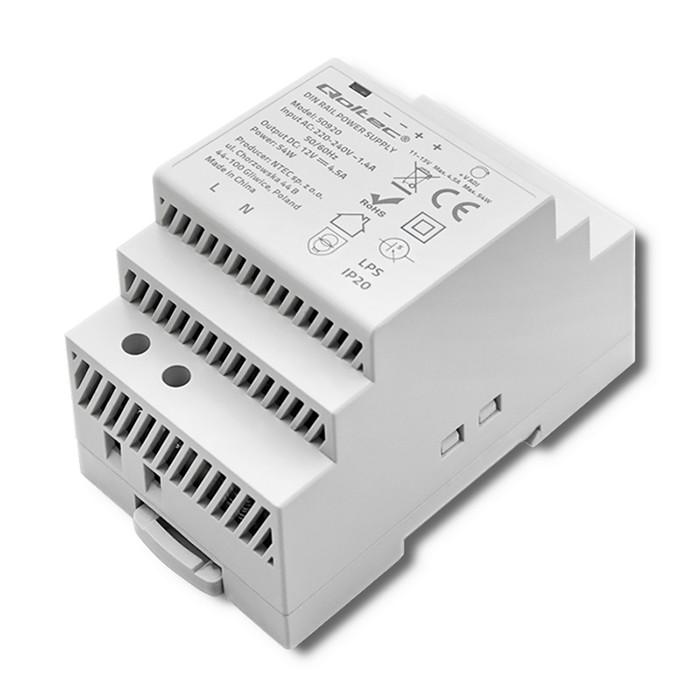 Qoltec DIN Rail Power Supply | 24W | 12V | 2A | Gray