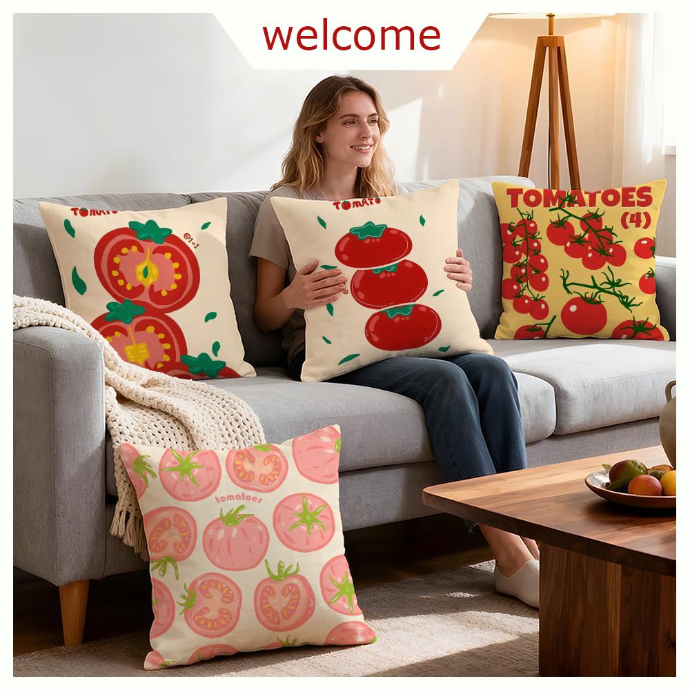 Pattern Tomato Print Cushion Cover 1Pcs Decorative Covers Soft Cushion Case For Sofa Couch Decor 40X40 45X45 Pillowcases