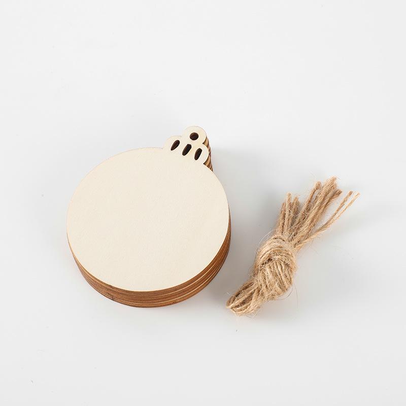 10 шт. Деревянные рождественские шары для DIY, украшение, круглые крафтовые безделушки, бирки, подвесное украшение для Рождества, Нового года, кулон-декор