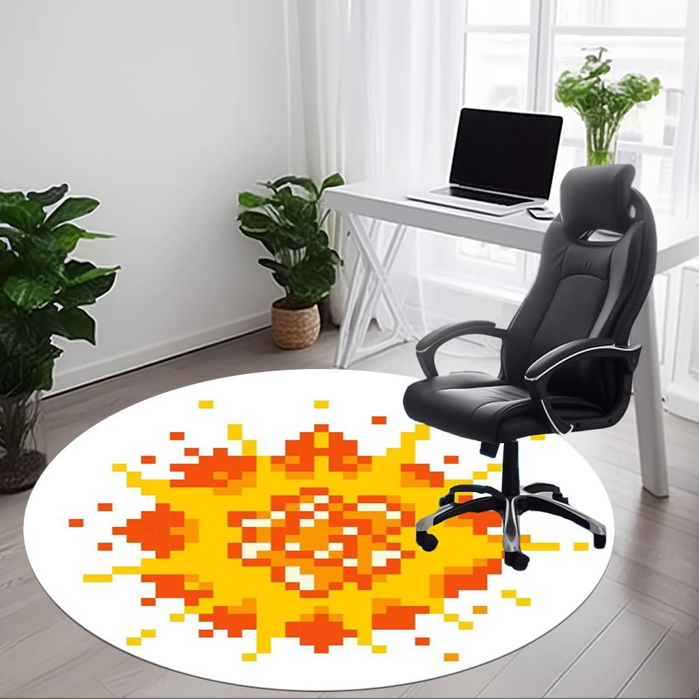 1pc Pixel Sun Carpet for Office Non-Slip, Round Carpet, Soft & Comfortable, Carpet for Office, Round Floor Mat yy251225141