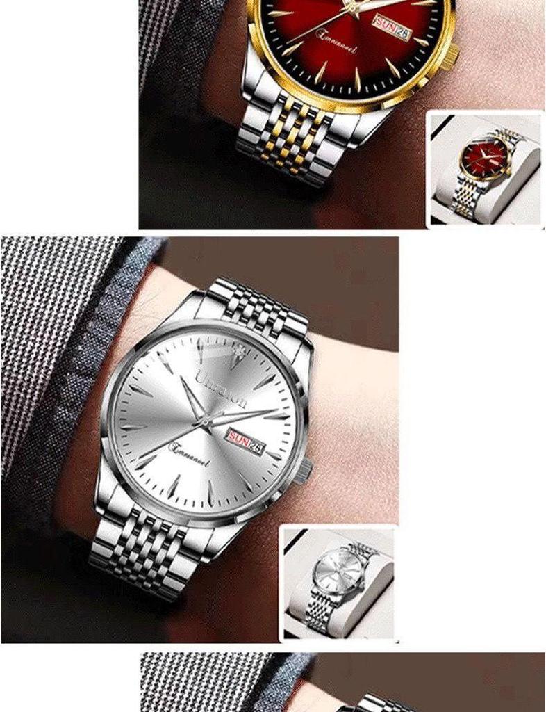 Швейцарские автоматические водонепроницаемые светящиеся мужские часы с двойным календарем - простой корейский стиль