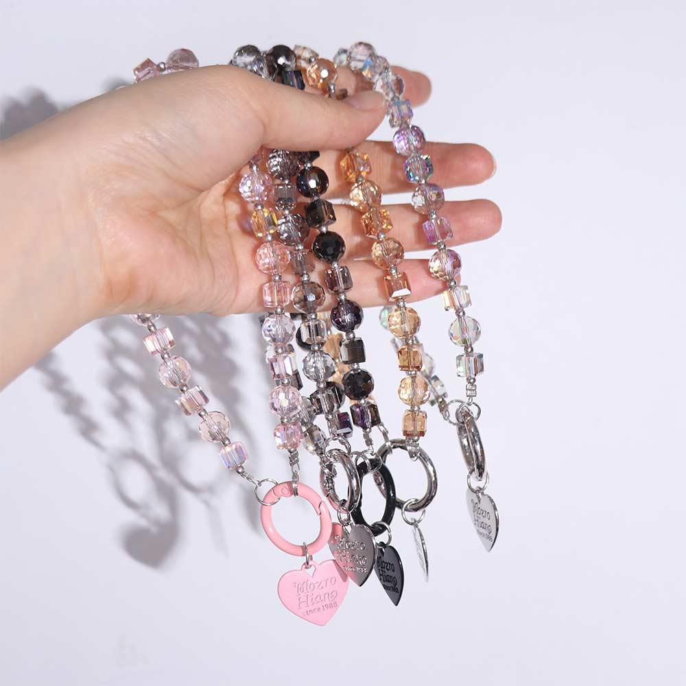 Короткая цепочка для телефона из хрустальных бусин, противоутерянный кулон-сердечко для телефона, ремешок для мобильного телефона, рождественские подарки