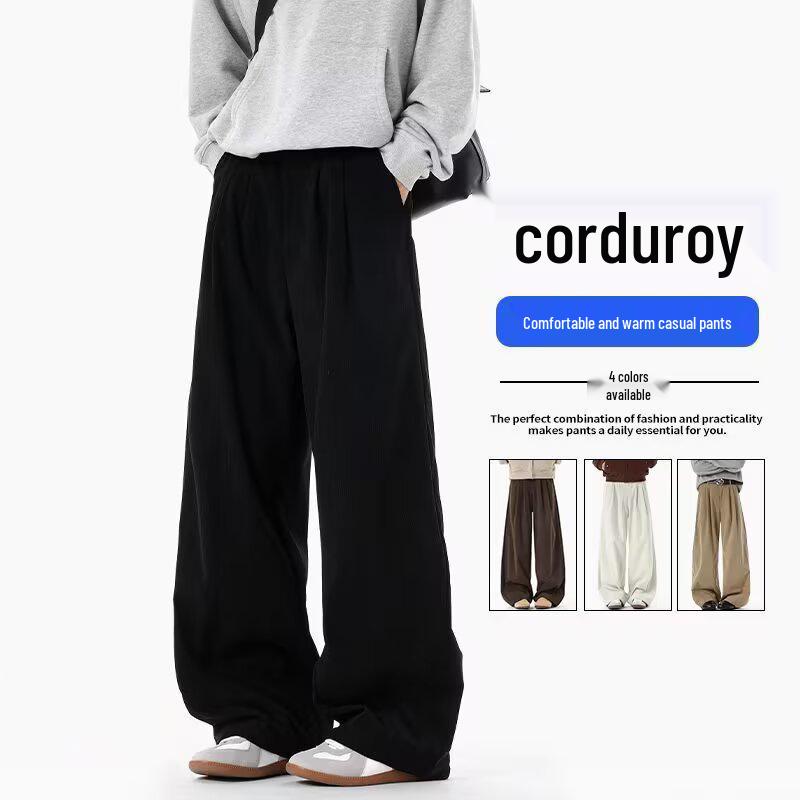 Men's Corduroy Wide-Leg Pants, Autumn/Winter 2025 Retro Loose Casual Style