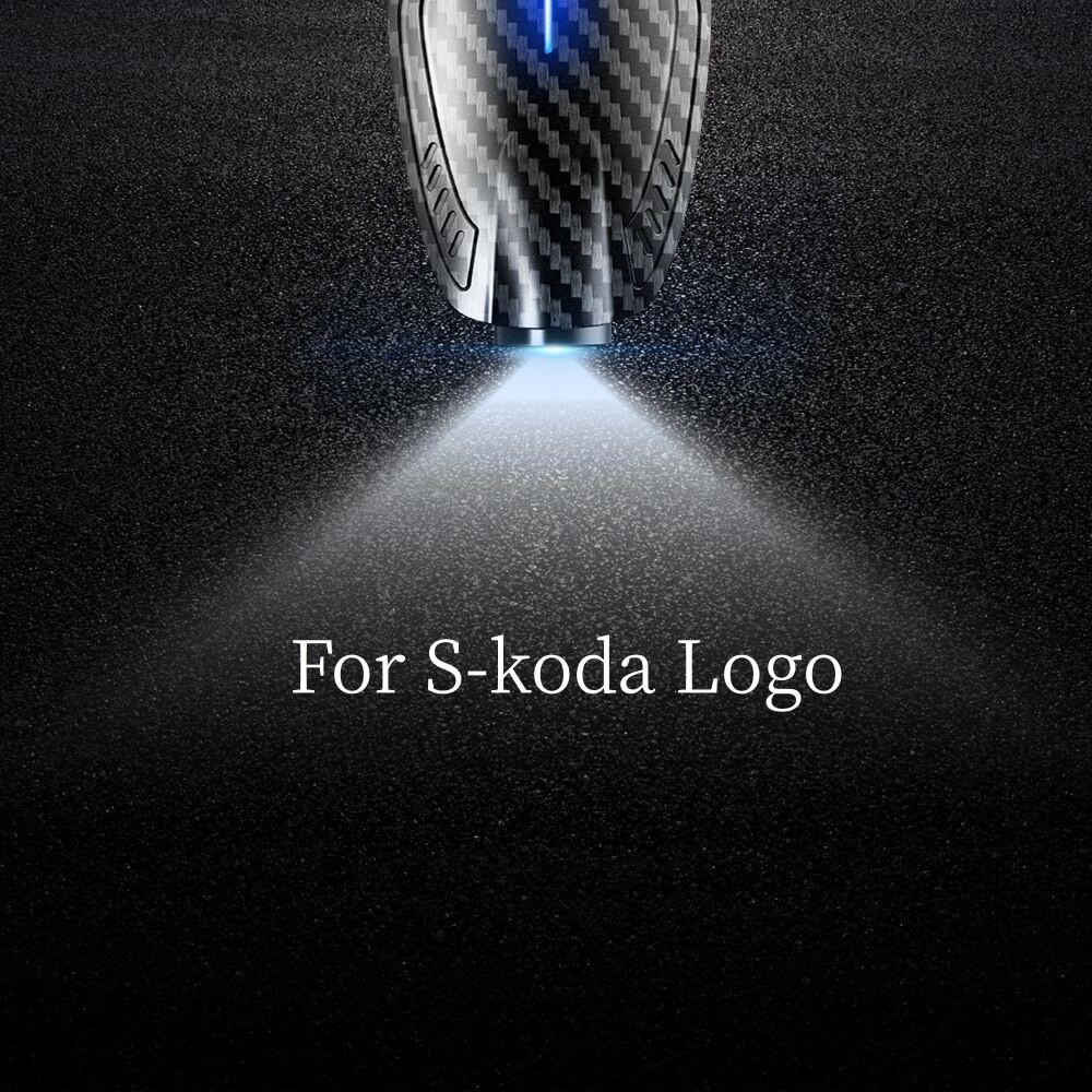 DAYB7 2pcs USB Rechargeable S Logo Car Door HD LED Lamps Projector Courtesy Welcome Lights For Skoda Octavia Fabia Rapid Superb Scala