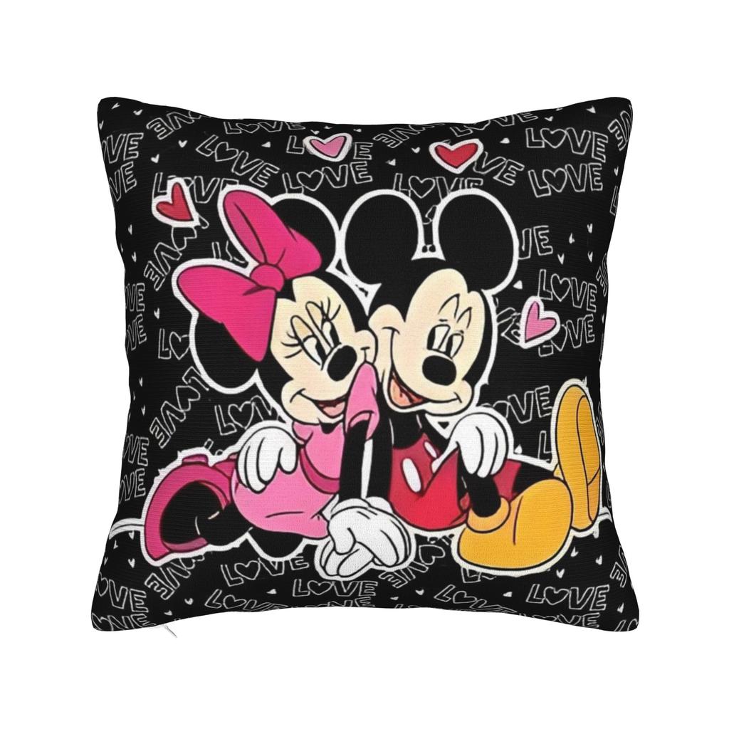 Mickey and Minnie Mouse Pillowcase Polyester Cushion Cover Gift Cute Cartoon Throw Pillow Case Cover Seater Zippered 45*45cm