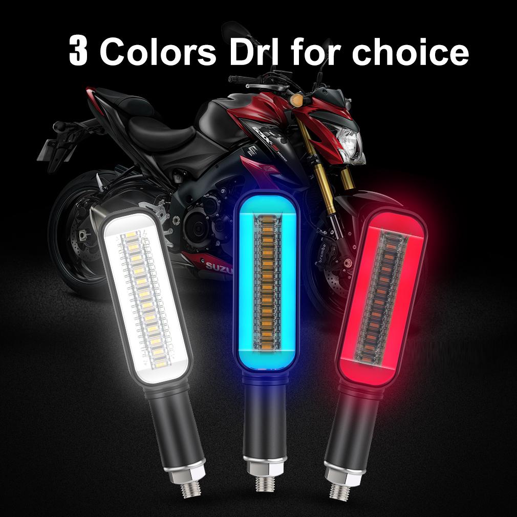 2Pcs LED Turn Signal Light On Motorcycle Stop Signals DRL Flowing Water Flasher 2 In 1 Blinker Indicator Tail Lamp Universal Brake