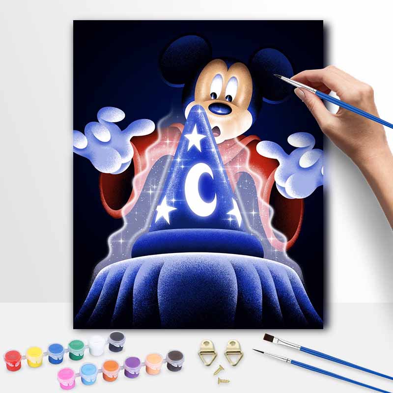 Disney Масляная живопись Фантазия Колдун Микки ручная работа DIY арт-картина домашний декор