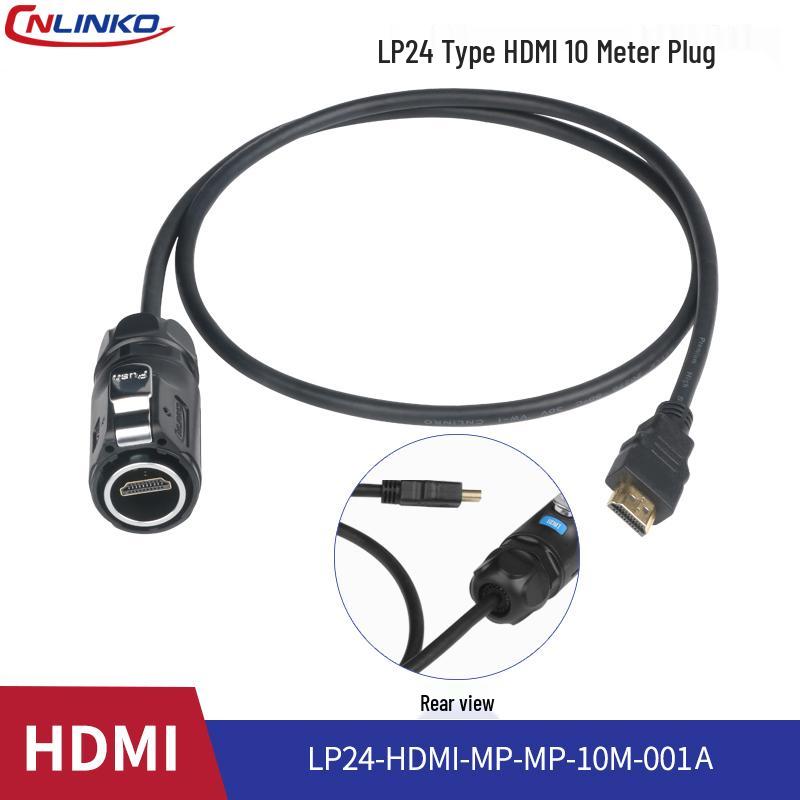 Водонепроницаемый авиационный HDMI-разъем Lingke LP24 для проекторов и мониторов