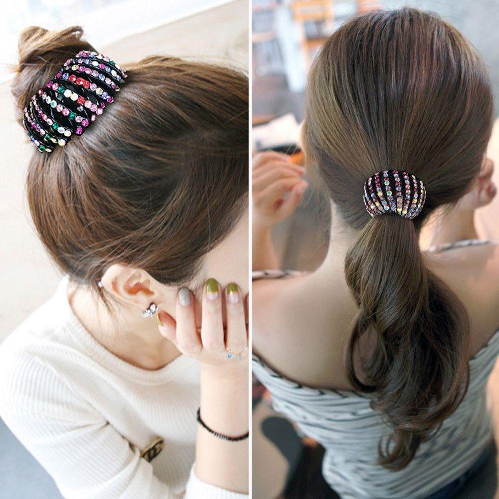 Curler Roller Rhinestone Ponytail Clamps Crystal Hair Bun Maker Bird Nest Hair Claw Hair Fold Wrap