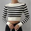 Осень и зима новый женский свитер в полоску короткий стиль, носить наизнанку и наизнанку, вязаный свитер верх для женщин