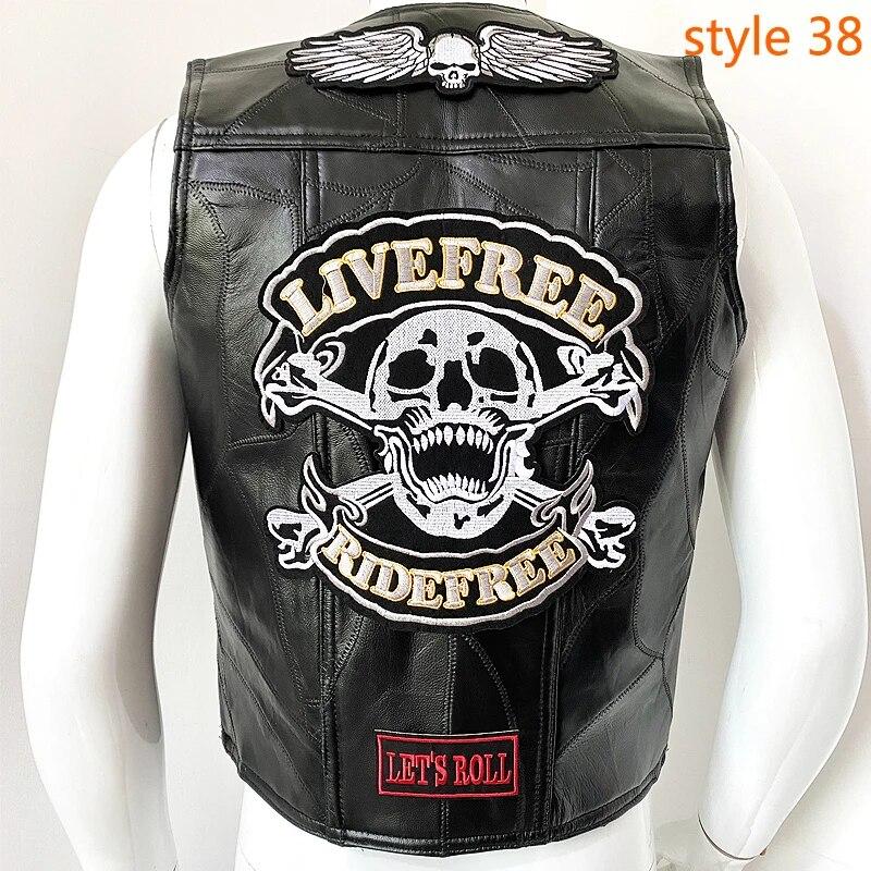 Мужской кожаный жилет с вышивкой Four Seasons Locomotive