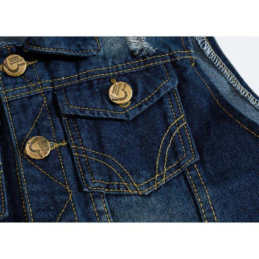 Корейский стиль Slim Trend мужской большой джинсовый жилет с повседневными отверстиями