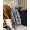 Женские трапециевидные юбки миди свободного кроя с tie-dye, асимметричной сеткой, повседневные осенние юбки