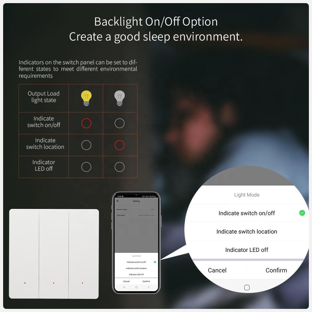 Lerlink A2 Series Tuya Wifi Smart Home Wifi Push Button Wall Switch Work with Alexa Google Home Yandex