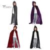 Детский плащ для косплея на Хэллоуин с завязками и капюшоном, свободный, длиной до пола, однотонный, унисекс, сценическое шоу, выступление, ведьмовская накидка