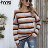 Women's Fashion Casual Spring Autumn Colour Block Print Long Sleeve O-Neck Blouses & Shirts