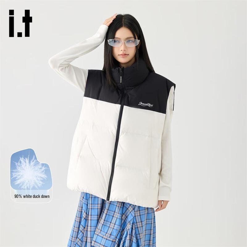 GROUND ZERO Unisex Letter Embroidered 90% Down Vest