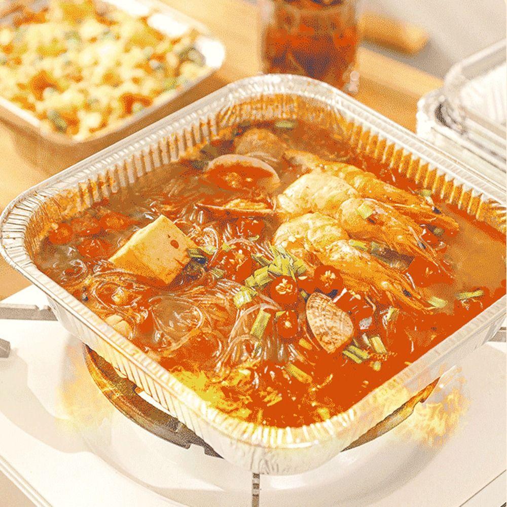 30Pcs Non-stick Aluminum Foil Box Reusable Square Baking Pan  Cooking Supplies