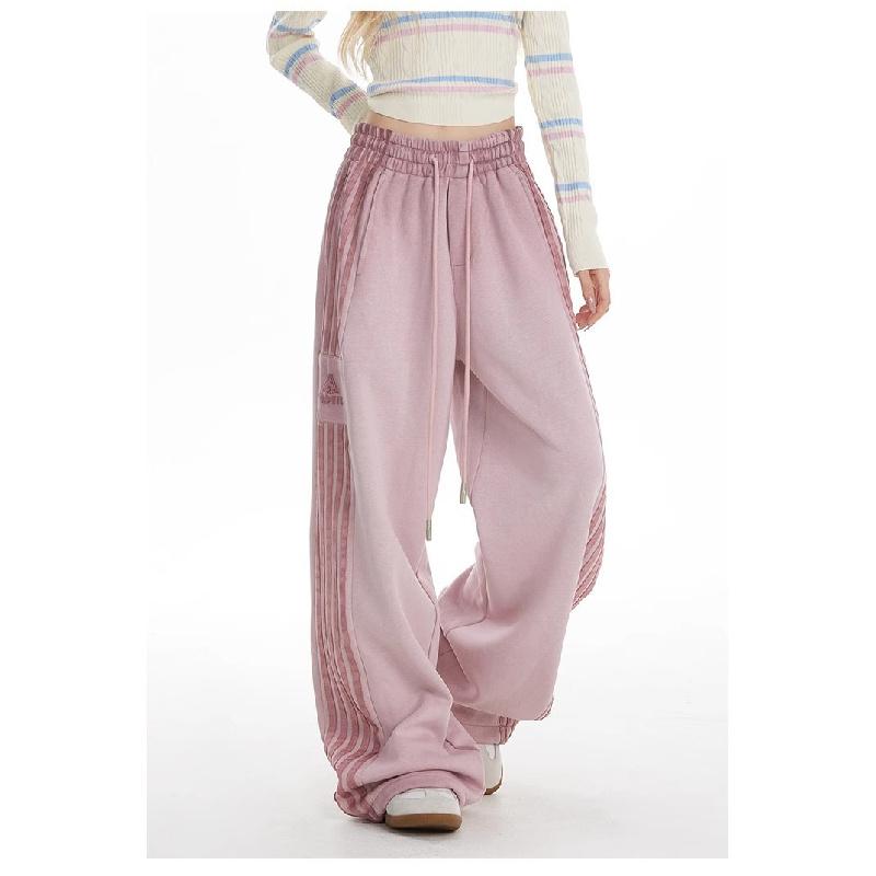 New street dance striped sports pants for women 2026, jazz dance long pants, wide-leg straight pants