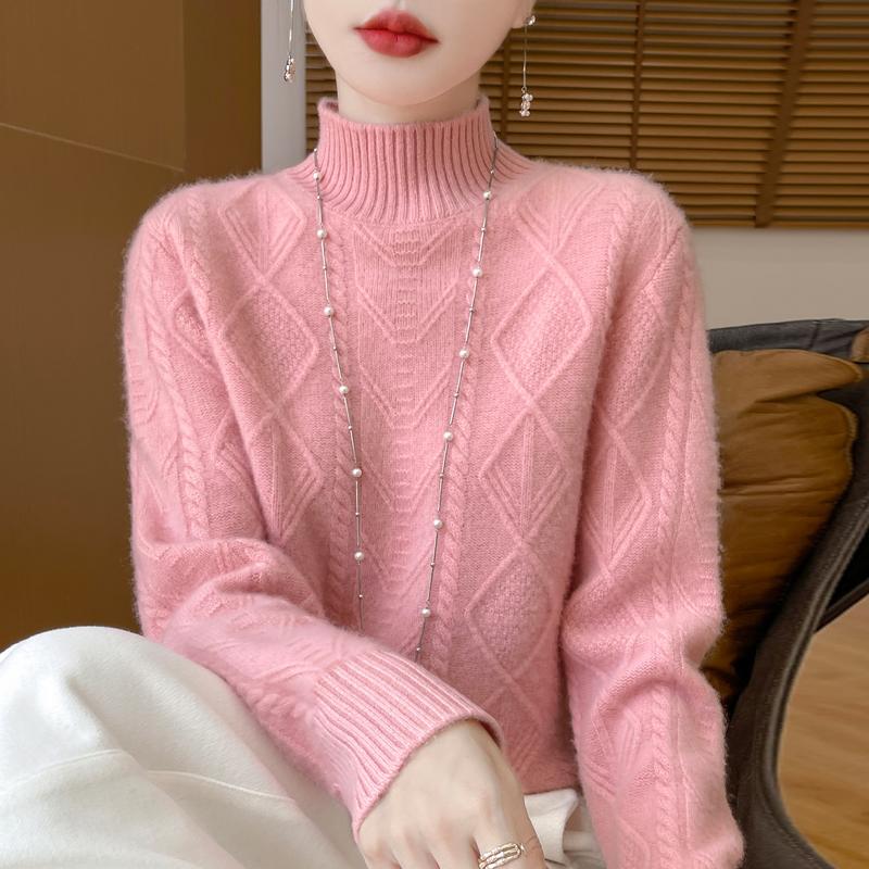 Women Sweater 100% Wool MODERN NEW SAGA Turtleneck Knit Pullover Thick Winter Jumpers Female Knit Tops