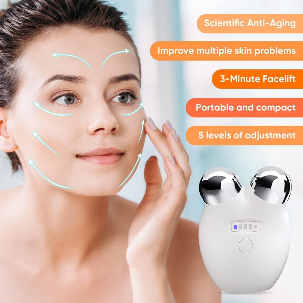 Microcurrent Face Lift Machine Double Chin Remover Electric Face Roller For Facial Lifting Skin Tightening EMS Eye Face Massager