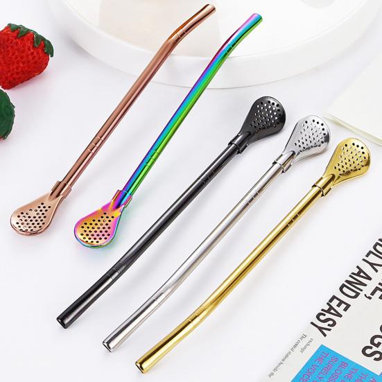 Трубочки для питья чая, ложка-фильтр, разноцветная нержавеющая сталь с щеткой, даже сетка, многоразовый инструмент для чая из тыквы