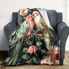 1pc Parrot Floral Lightweight Flannel Blanket, Comfortable and Warm Blanket, for Office and Camping Sofa Bed110