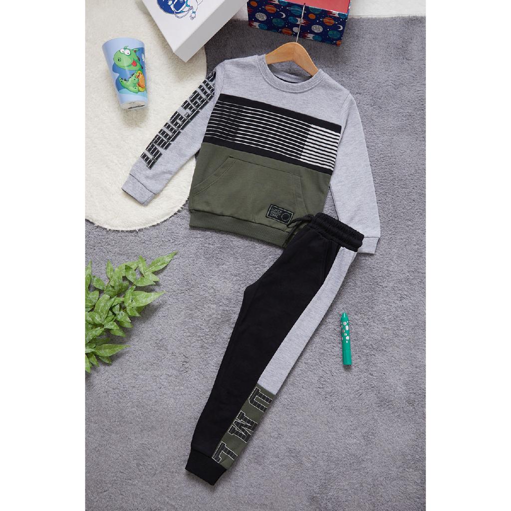 Спортивный костюм для мальчиков с текстовым принтом Kangaroo Pocket Orange Team 14987-1