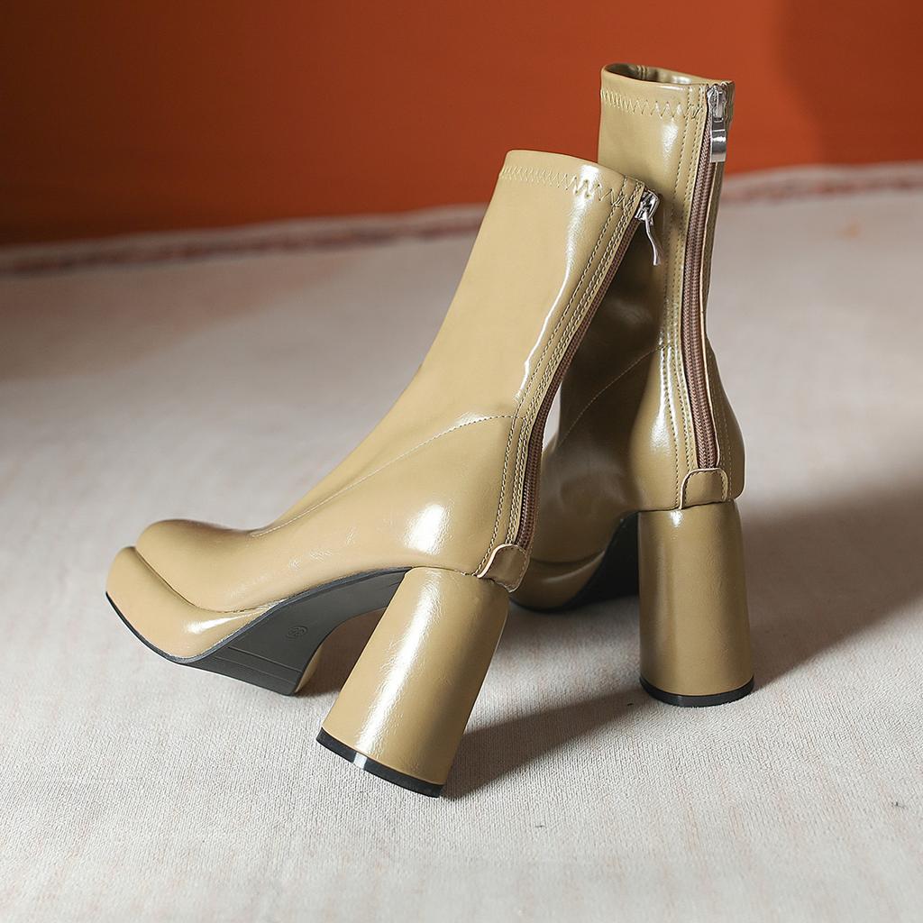 2025 Autumn and Winter Elastic Boots Children's British Style Thin Martin Boots Versatile High Heel Thin Short Tube Fried Street Socks Boots