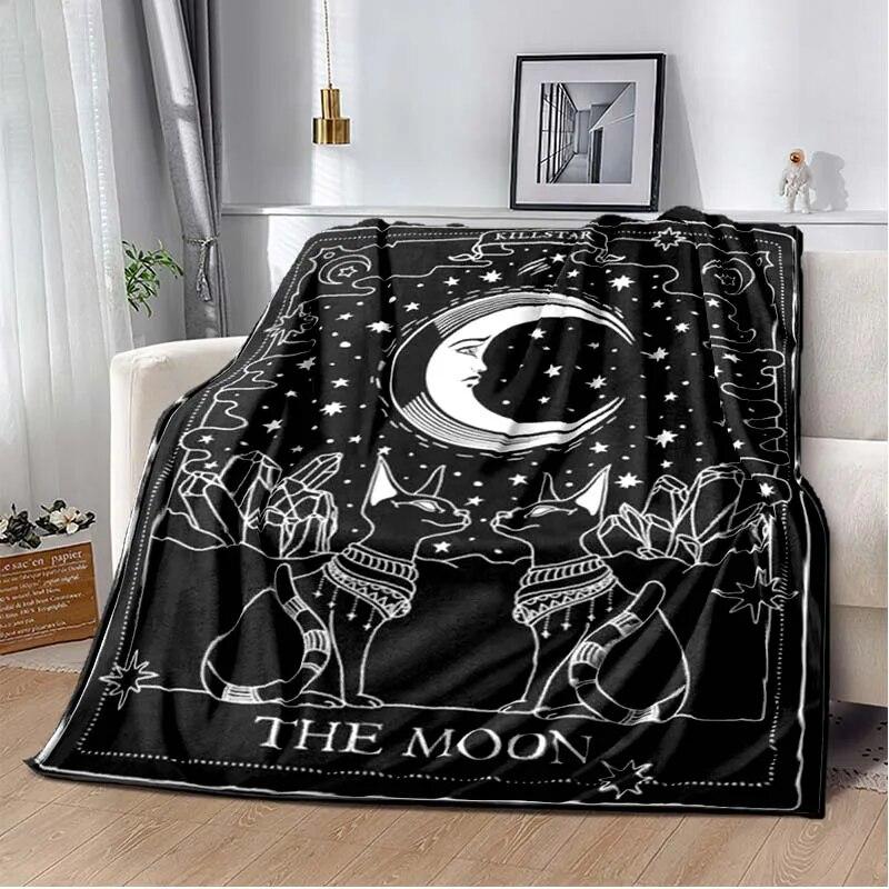 Фланелевое одеяло Таро с черным котом, супер мягкое, уютное, легкое, для детей и взрослых, подарок на Хэллоуин для дома, украшение для дивана-кровати, подарок